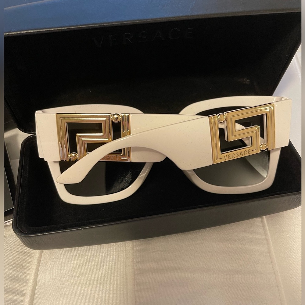 Authentic Versace VE4402 White Gold Oversized Sunglasses w/ Box & Case - Picture 2 of 5